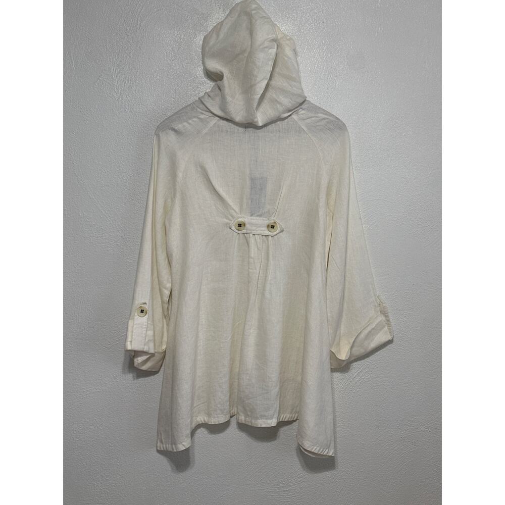 NWT For Cynthia Lagenlook Linen Hooded Shirt Jacket S Cream Luxury Minimalist - Picture 7 of 16